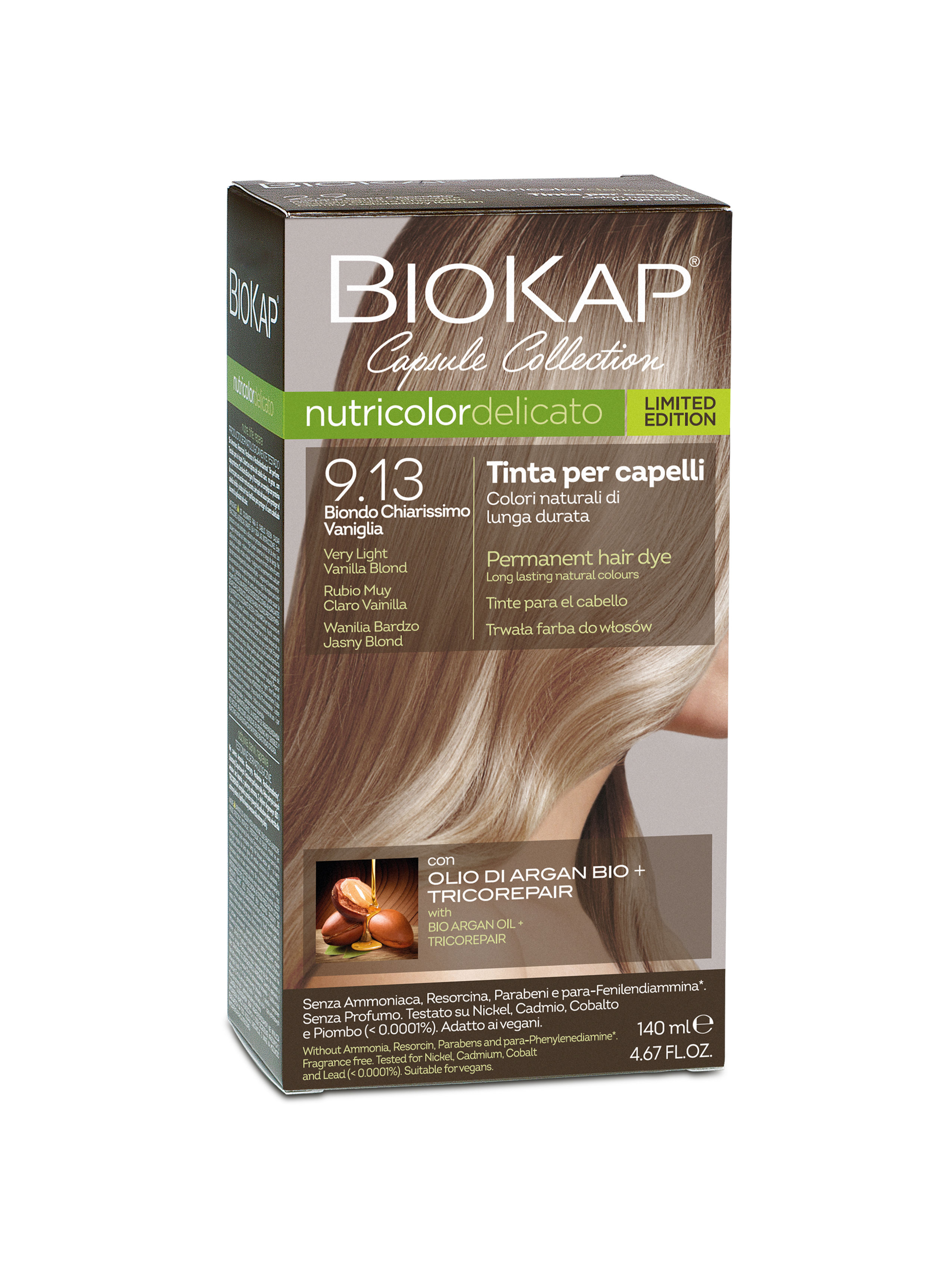 BIOKAP NUTRICOLOR DELICATO - Barva na vlasy - 9.13 Velmi světl&#225; blond p&#237;skov&#225; 140 ml